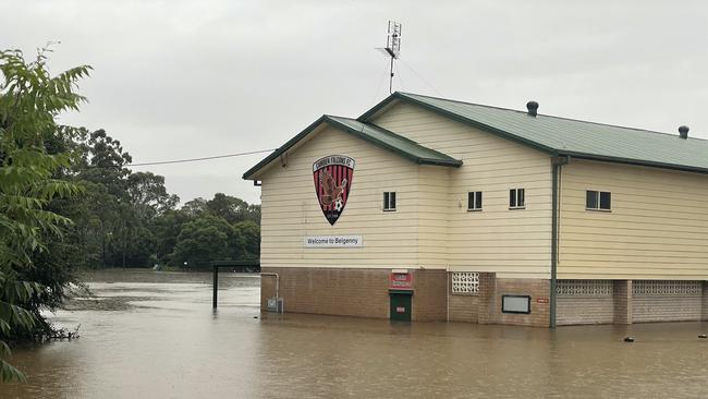 The Camden Falcons Football Club at Belgenny Reserve has flooded for the second time in a week. Picture take on March 8, 2022. Annie Lewis