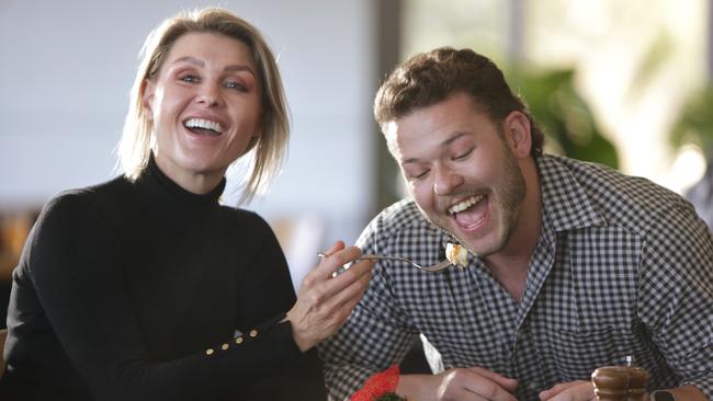 Perfect Plate ambassador Courtney Roulston and Club Dubbo’s Linton Wilkins enjoy the salmon. Picture: Dean Marzolla.