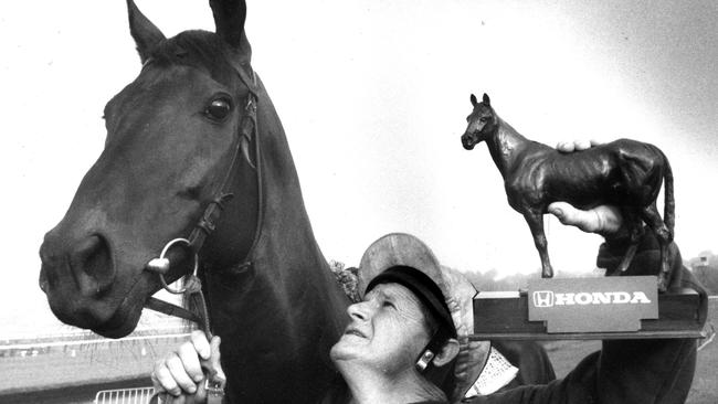 Trainer Vic Rail with his champion Vo Rogue.