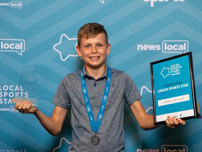 Canterbury-Bankstown Express / AAPLOCAL SPORTS STAR AWARDSJoshua O'Connell, Athletics - 2019 NewsLocal Junior Sports Star - Overall Winner poses for a photo at Bankstown Sports Club Grand Ballroom on Wednesday, 23 October 2019.  (AAP IMAGE / MONIQUE HARMER)