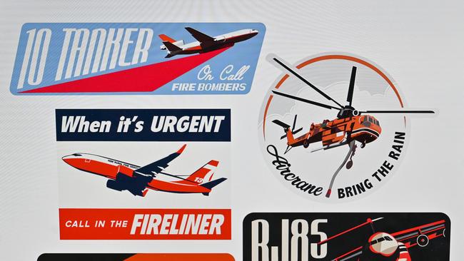 James Tockuss has created a bunch of retro stickers and has raised money for the bushfire victims and fireys. Picture: Cordell Richardson