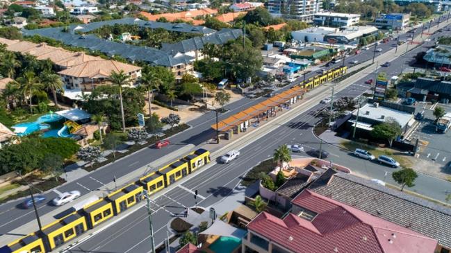 What light rail will look like between Broadbeach to Burleigh.