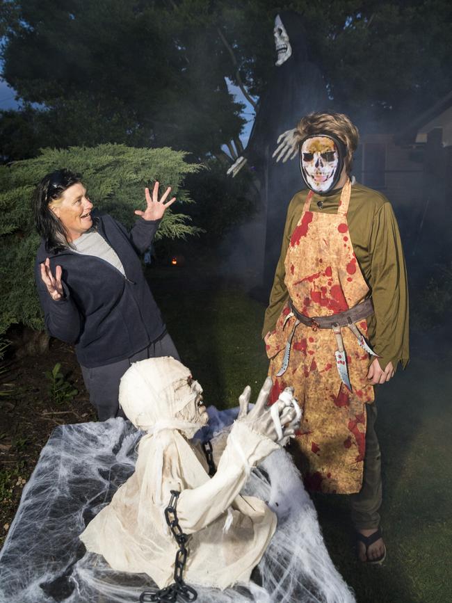 Debra and James Park host trick or treating on Halloween in Harristown, Sunday, October 31, 2021. Picture: Kevin Farmer