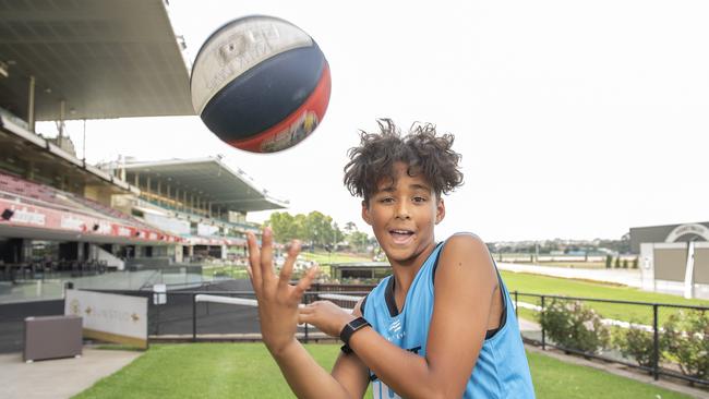 Malik, 12, will be playing for the Geelong Hustlers in the 3x3 Street Hustle. Picture: Ellen Smith