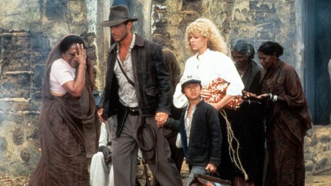 Harrison Ford, Jonathan Ke Quan and Kate Capshaw in Indiana Jones And The Temple Of Doom. Picture: Paramount/Getty Images