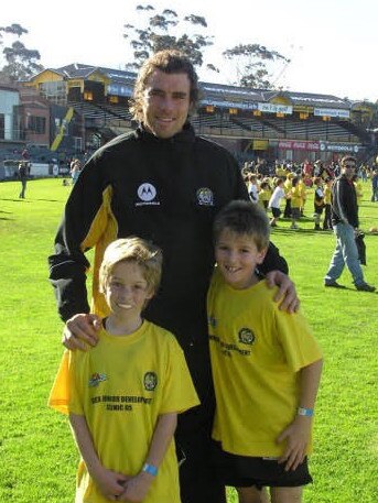 A young Marcus Bontempelli (right) with his Richmond hero Matthew Richardson.