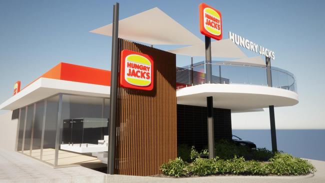 Artist impression of a proposed expansion of Hungry Jacks on Ferry Road, Southport, Gold Coast.