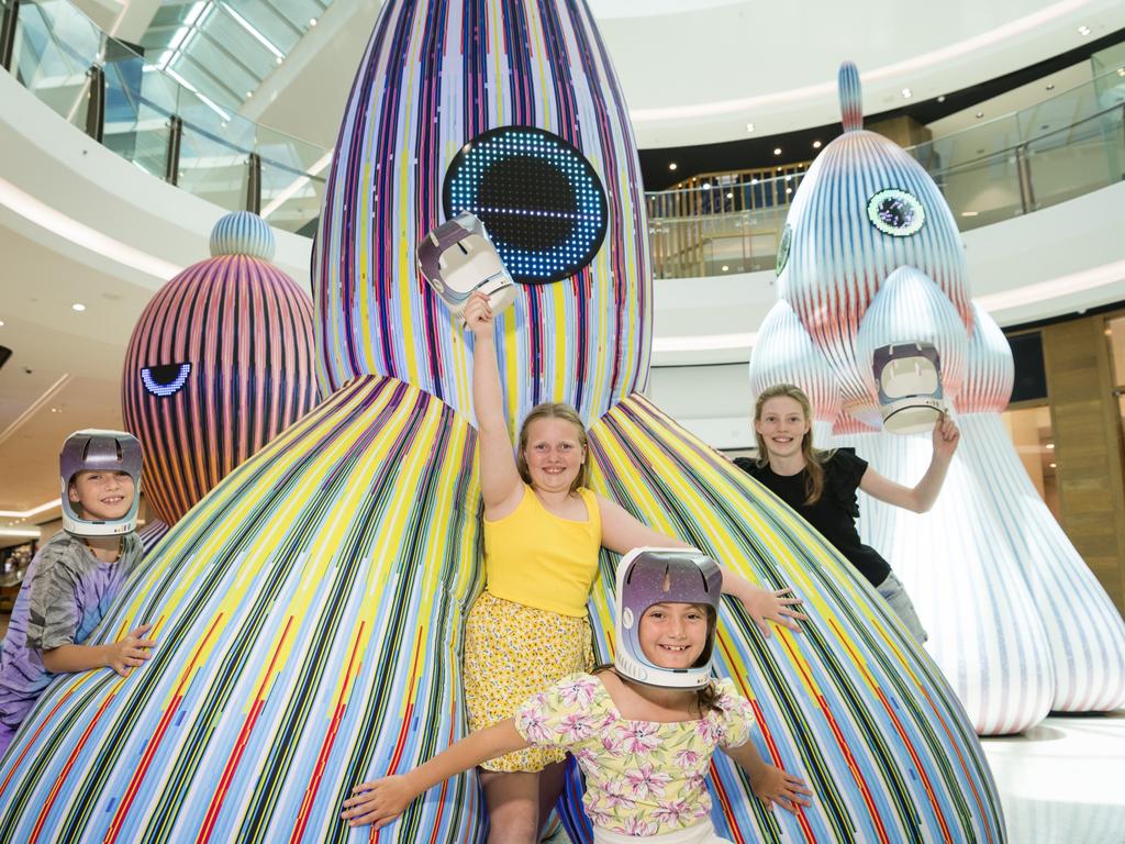 Taking part in Grand Central's holiday activities Its Not Rocket Science are (from left) Hudson Cummings, Georgia Soutar, Tanner Cummings and Hannah Soutar. Picture: Kevin Farmer