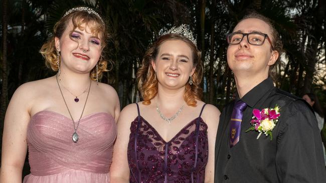 Ollie Connelly, Hayley Fitzpatrick and Coen Maguire at the Mackay Northern Beaches State High School Senior Formal Class of 2022 held at Mantra Mackay Marina. Picture: Michaela Harlow