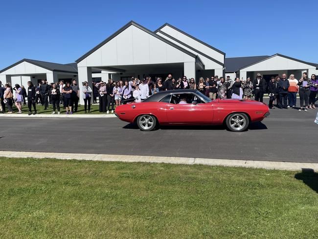 Family and friends gathered at N.J. Todd Funeral Home to honour the life of Benalla teenage Caleb Puttyfoot. Picture: Jack Colantuono