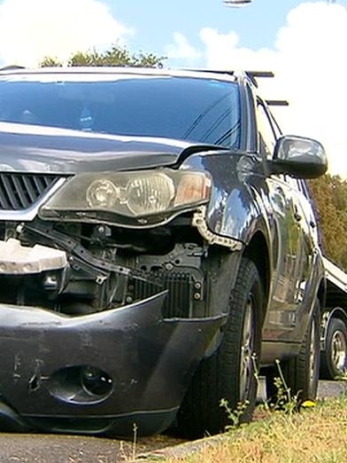 His car after an accident in Lidcombe. Picture: Seven News