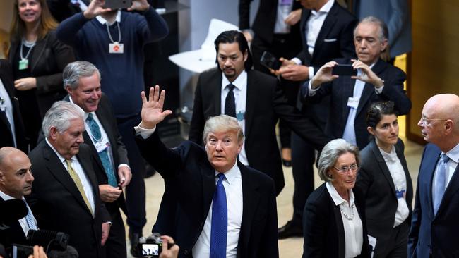 Donald Trump arrives at the World Economic Forum in Davos, Switzerland. Picture: AFP