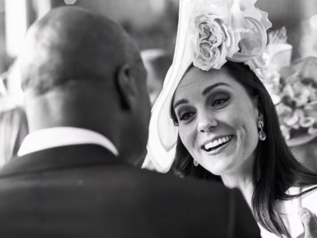 Kate Middleton chats with a guest at Prince Harry and Meghan Markle's wedding. Picture: Netflix