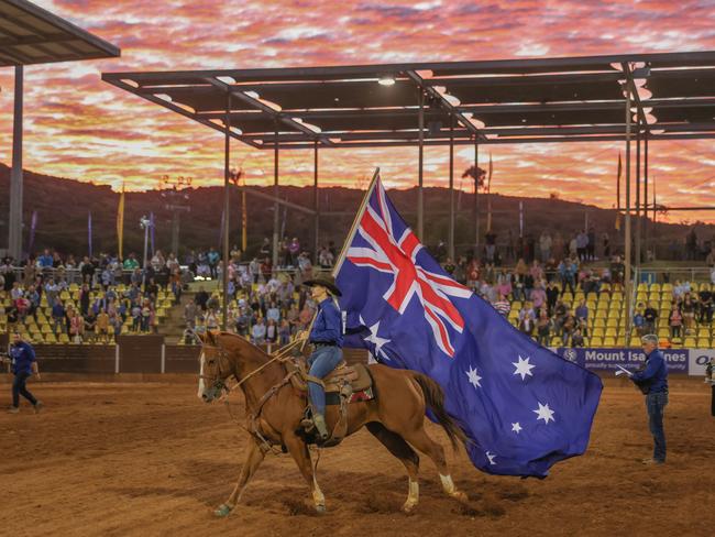 The famous red dirt of the Mount Isa Mines Rodeo arena.