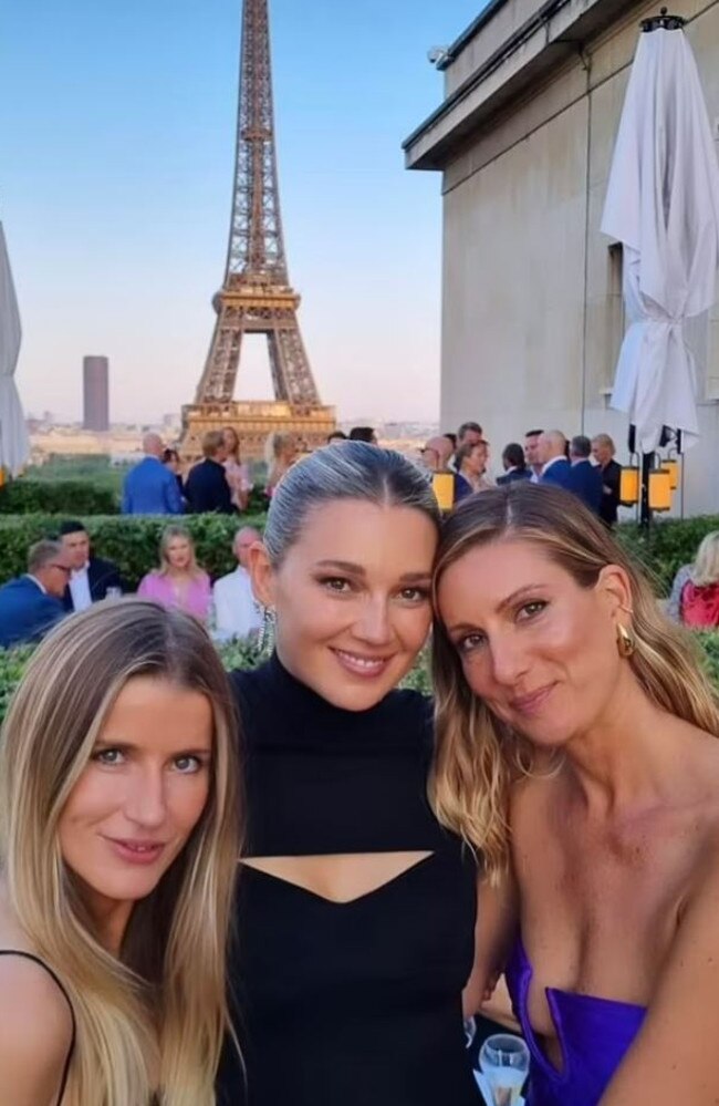 Makeup artist Stojanka Bulic, Jasmine Stefanovic and Elke Long at Girafe Paris for a pre- wedding party. Picture: Instagram