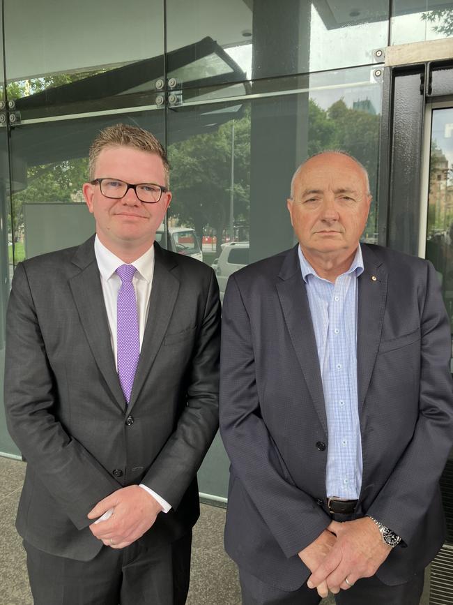 Health Minister Chris Picton and retired doctor Bill Griggs. Picture Brad Crouch