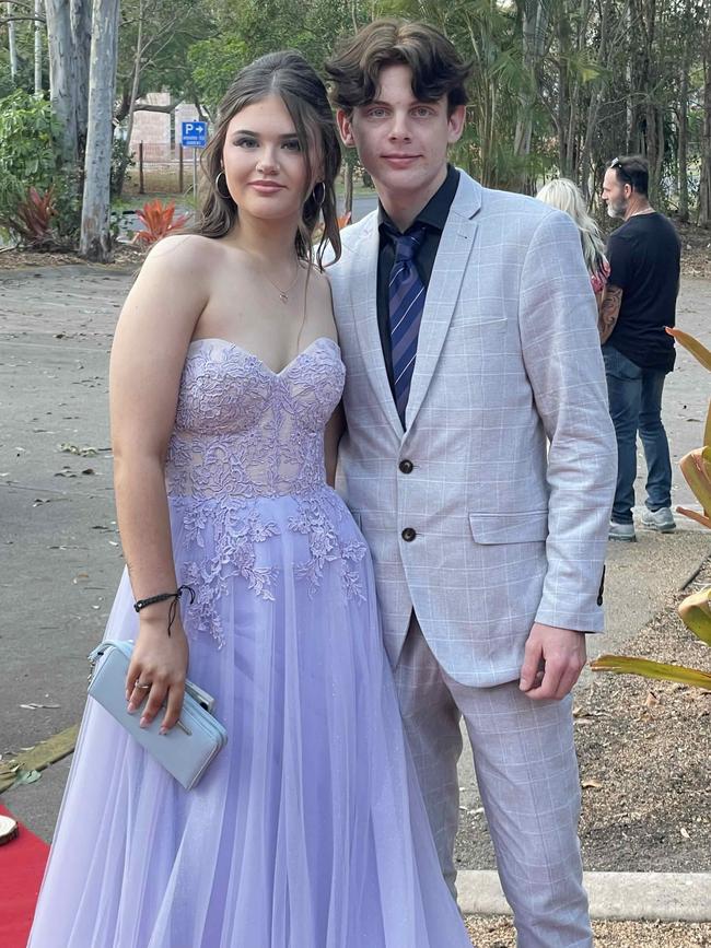 Baileigh Wilby and Kurtis May at the Hervey Bay High Anti-formal on November 16, 2023.