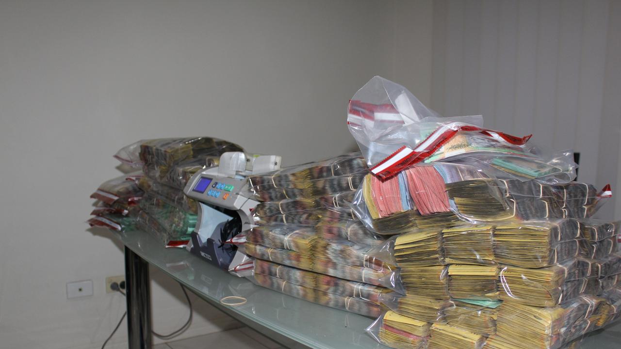 Cash seized by Sunshine Coast police.