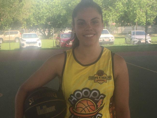 Territory superstar basketball player Abby Cubillo at the Hoops 4 Health clinic in Karama on Monday. Picture: Josh Spasaro