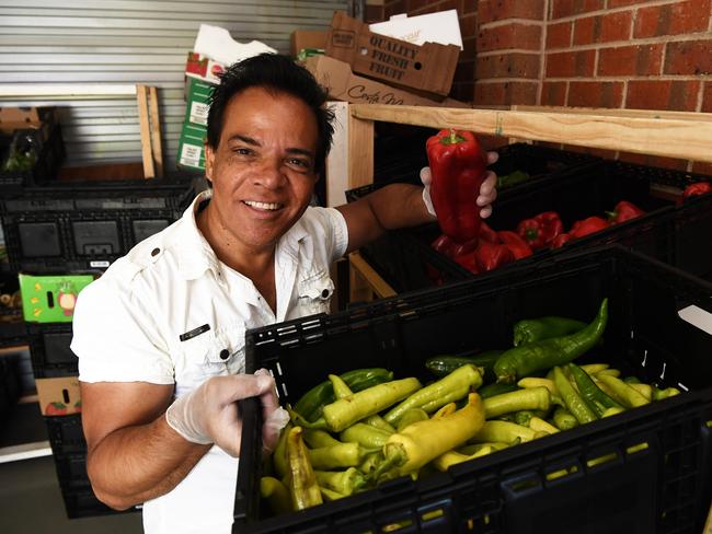 Pastor Kerrigan La-Brooy, a Berwick pastor, at his food pantry for needy people. Picture: JAMES ROSS