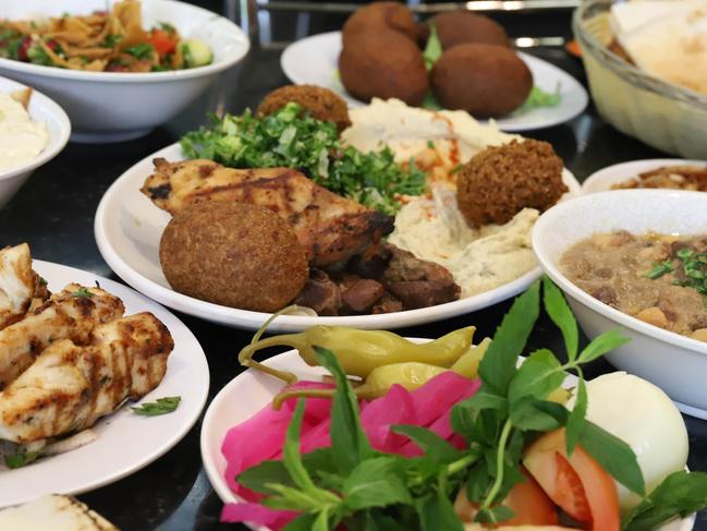 A selection of Lebanese food at Jasmins Restaurant in Lakemba. Picture: Jenifer Jagielski