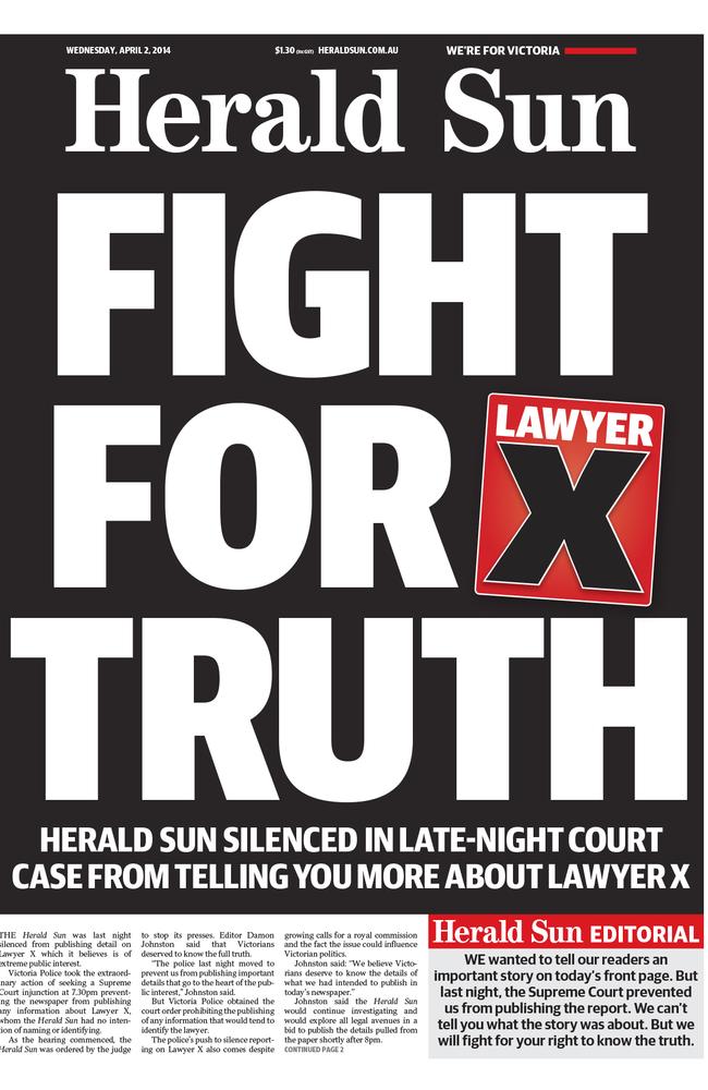 The <i>Herald Sun</i> front page on April 2, 2014.