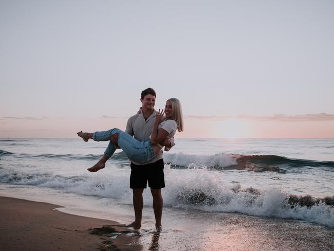 Sunshine Coast Falcons player Sammy Burns proposed to his long time girlfriend Ashleigh Cooper this week and managed to celebrate with friends despite the global pandemic.