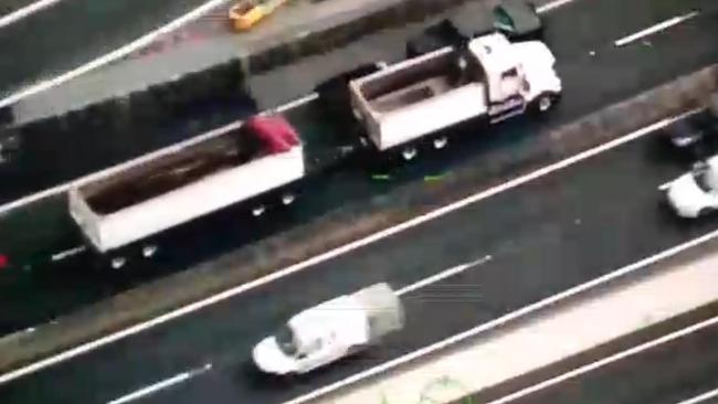 Police charge 27-year-old New South Wales Man after high-speed truck chase on the M1 Gold Coast. Picture: Polair