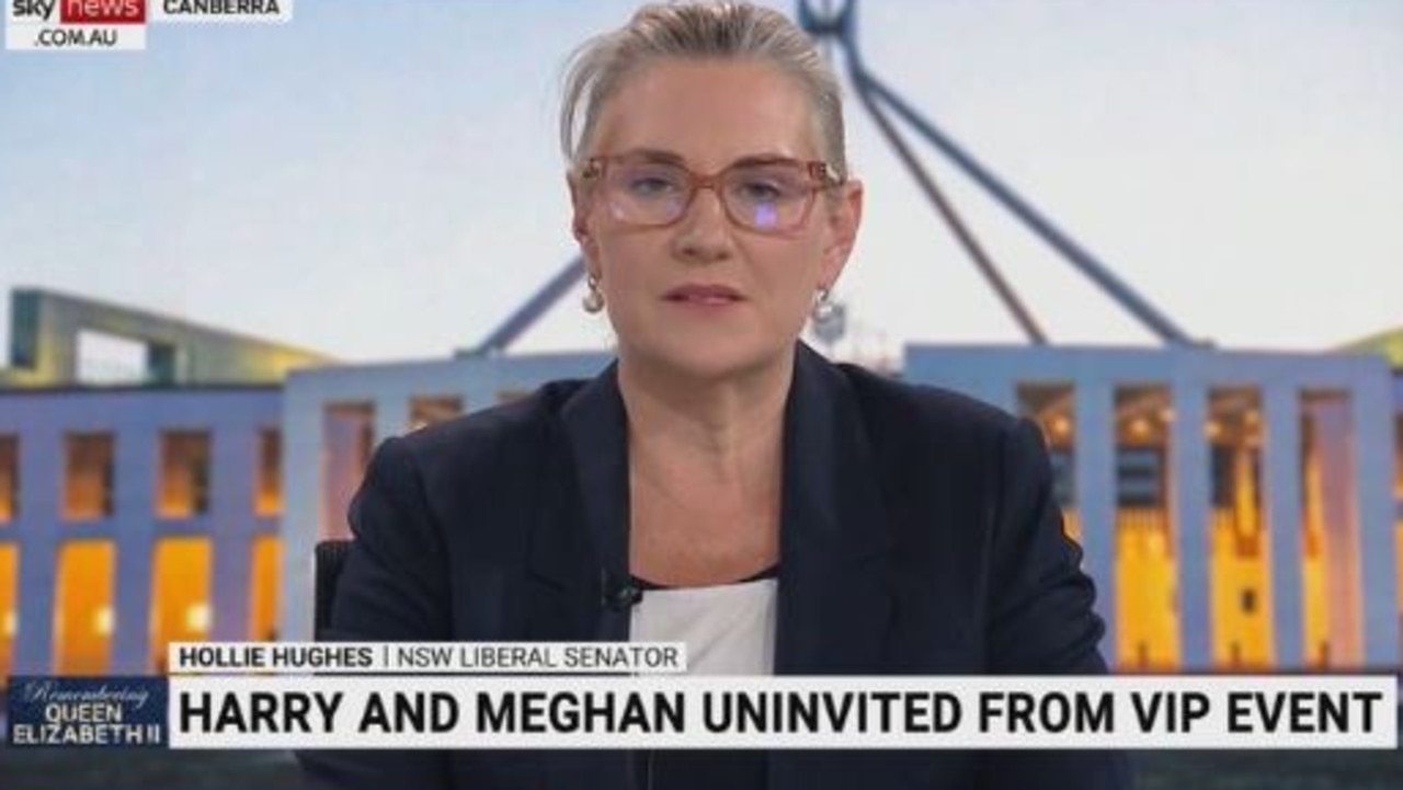 Liberal Senator Hollie Hughes described Prince Harry and Meghan Markle as “awful, revolting, revolting people”. Picture: Sky News