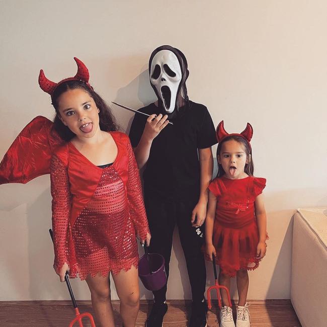 Newly single Rachael Lee was spotted trick-or-treating with her three kids in Sydney over the weekend, without Anasta. Picture: Instagram