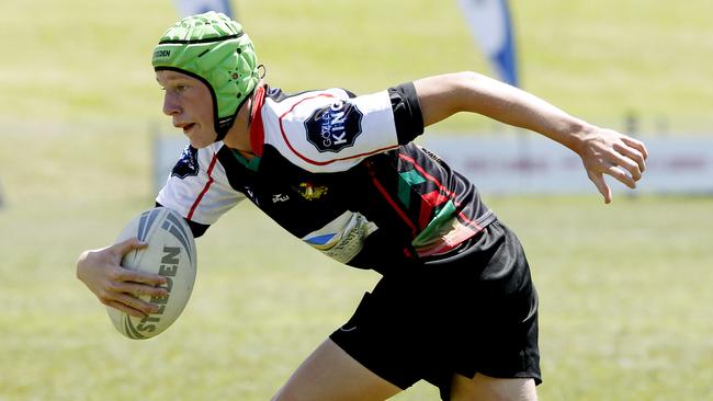 Sidney Huffadine from Mediterranean. U16 Boys Mediterranean v NSW Indigenous. before their game. Harmony Nines Rugby League. Picture: John Appleyard