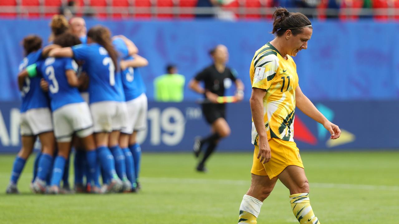 Lisa De Vanna was frustrated post-match. (Photo by Robert Cianflone/Getty Images)