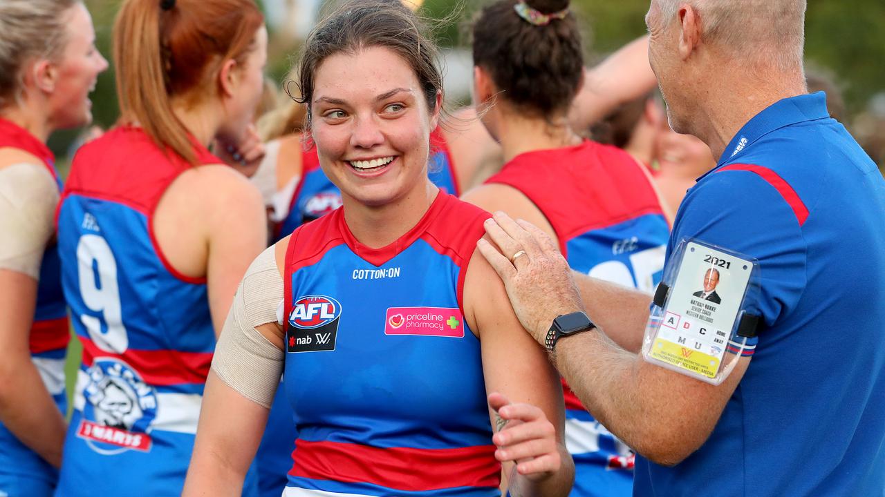 Bulldog Ellie Blackburn is tipping the all-conquering Crows for the AFLW flag. Picture: Getty Images