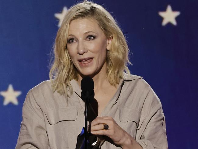 LOS ANGELES, CALIFORNIA - JANUARY 15: Cate Blanchett accepts the Best Actress award for "TÃÂ¡r" onstage during the 28th Annual Critics Choice Awards  at Fairmont Century Plaza on January 15, 2023 in Los Angeles, California. (Photo by Kevin Winter/Getty Images for Critics Choice Association)