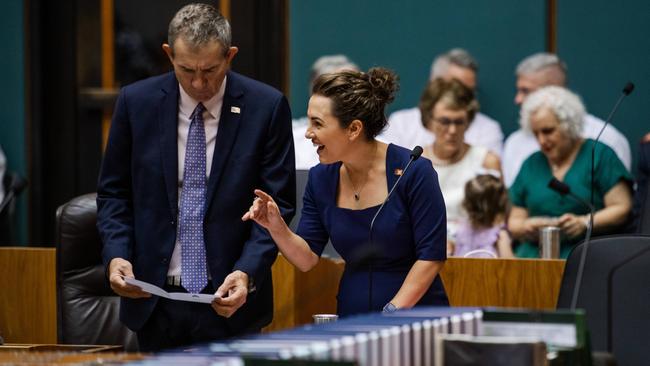 Deputy Chief Minister Gerard Maley and Chief Minister Lia Finocchiaro at the official Opening and First Meeting of the 15th Legislative Assembly of the Northern Territory.' Picture: Pema Tamang Pakhrin