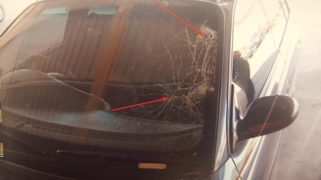 Damage sustained to the car driven by Samantha Farrer. Pic: SA Police