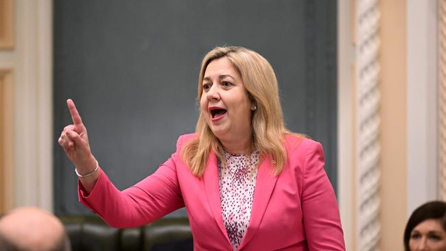 Premier Annastacia Palaszczuk speaks during Question Time at Parliament House on Wednesday. Picture: NCA NewsWire / Dan Peled