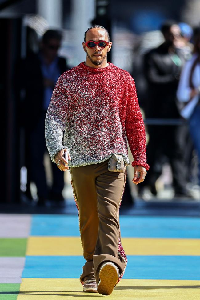 Lewis Hamilton wears Dior Menswear by ERL, resort 2023, at the Saudi Arabian Grand Prix.