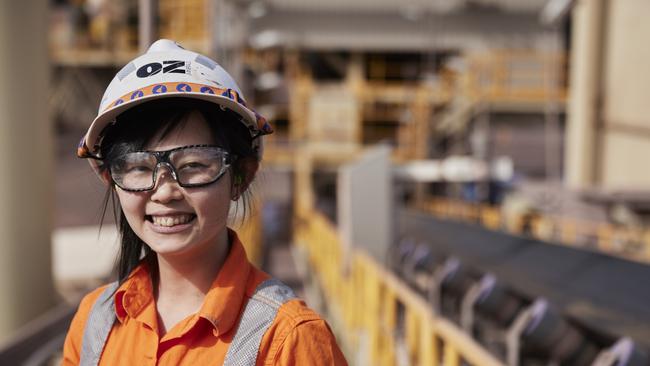 A worker at OZ Minerals' Prominent Hill mine in Far North South Australia.