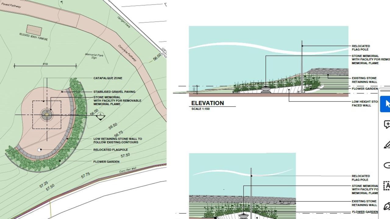 The memorial flame at the Reef St entrance to Memorial Lane is proposed to be relocated to a new memorial inside the park itself, near the Young St end.