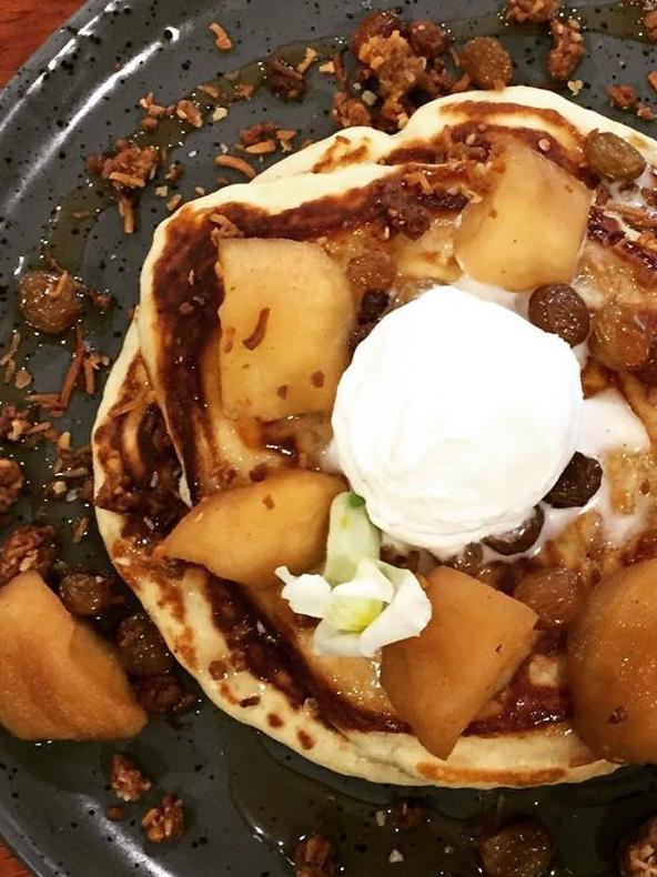 Their Apple Crumble Pancakes are a hit.