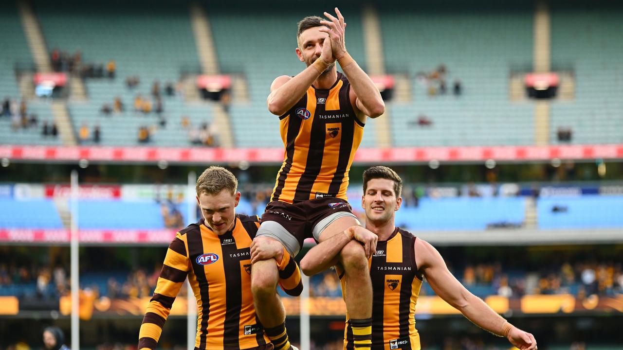 Cornes felt the Crows should have just got off the ground, rather than honouring the Hawk. (Photo by Morgan Hancock/AFL Photos/via Getty Images)