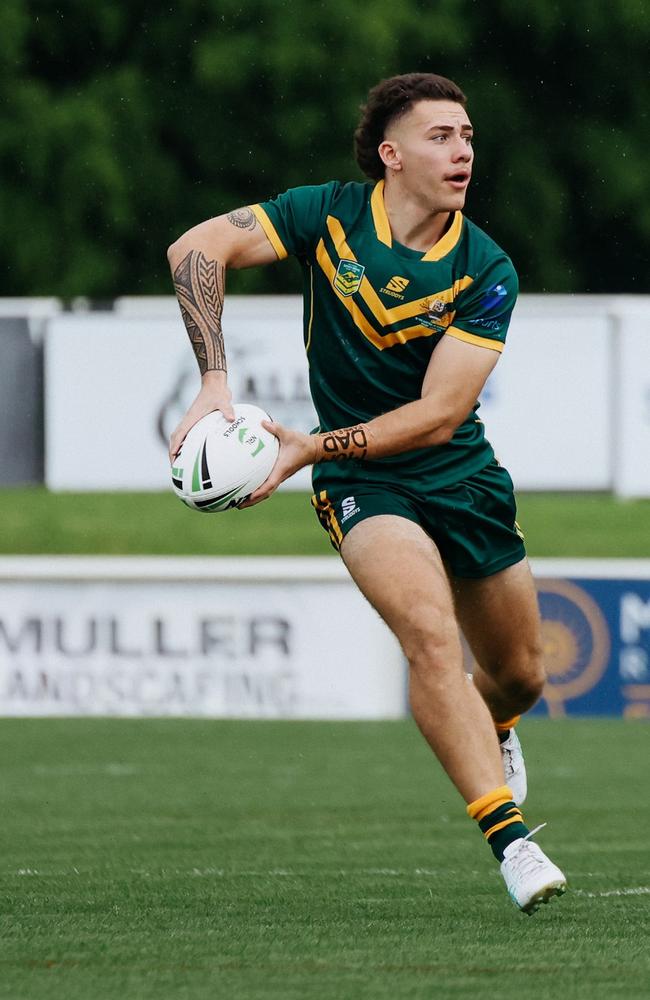 Sam Stephenson in action for the Australian Schoolboys against France under-19s.