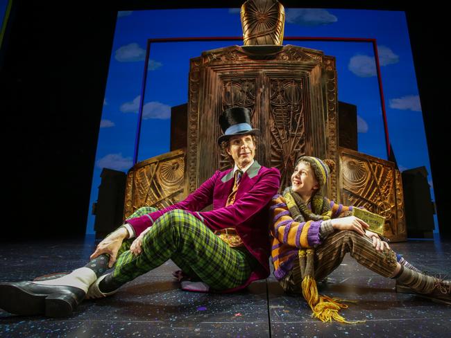 Paul Slade Smith as Willy Wonka and Tommy Blair as Charlie Bucket in hit musical Charlie and the Chocolate Factory.