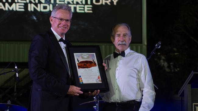 Sean Bowden and Ian Smith at the 2023 AFLNT Hall of Fame. Picture: Pema Tamang Pakhrin