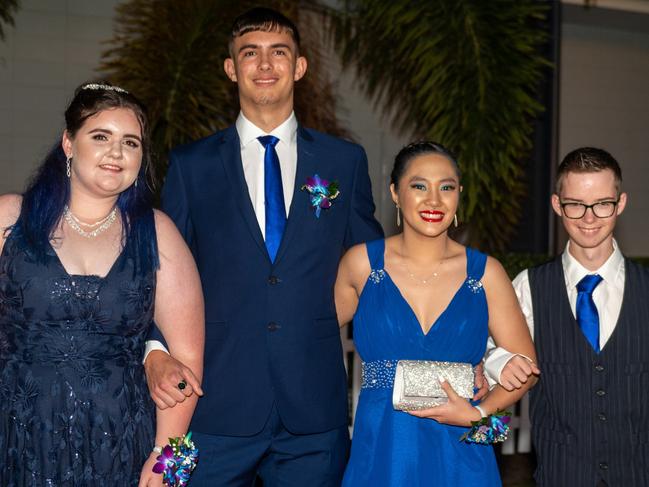 Chonteal Stone, River Davidson, Mei-Lin Comerford and Daniel Parker at Mackay State High School formal 2022.Picture: Michaela Harlow