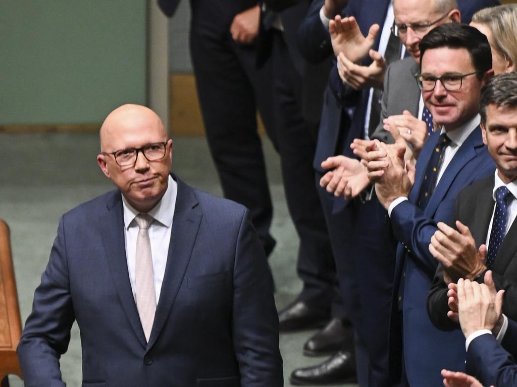 Opposition Leader Peter Dutton delivers his budge-in-reply address. Picture: NCA NewsWire/Martin Ollman