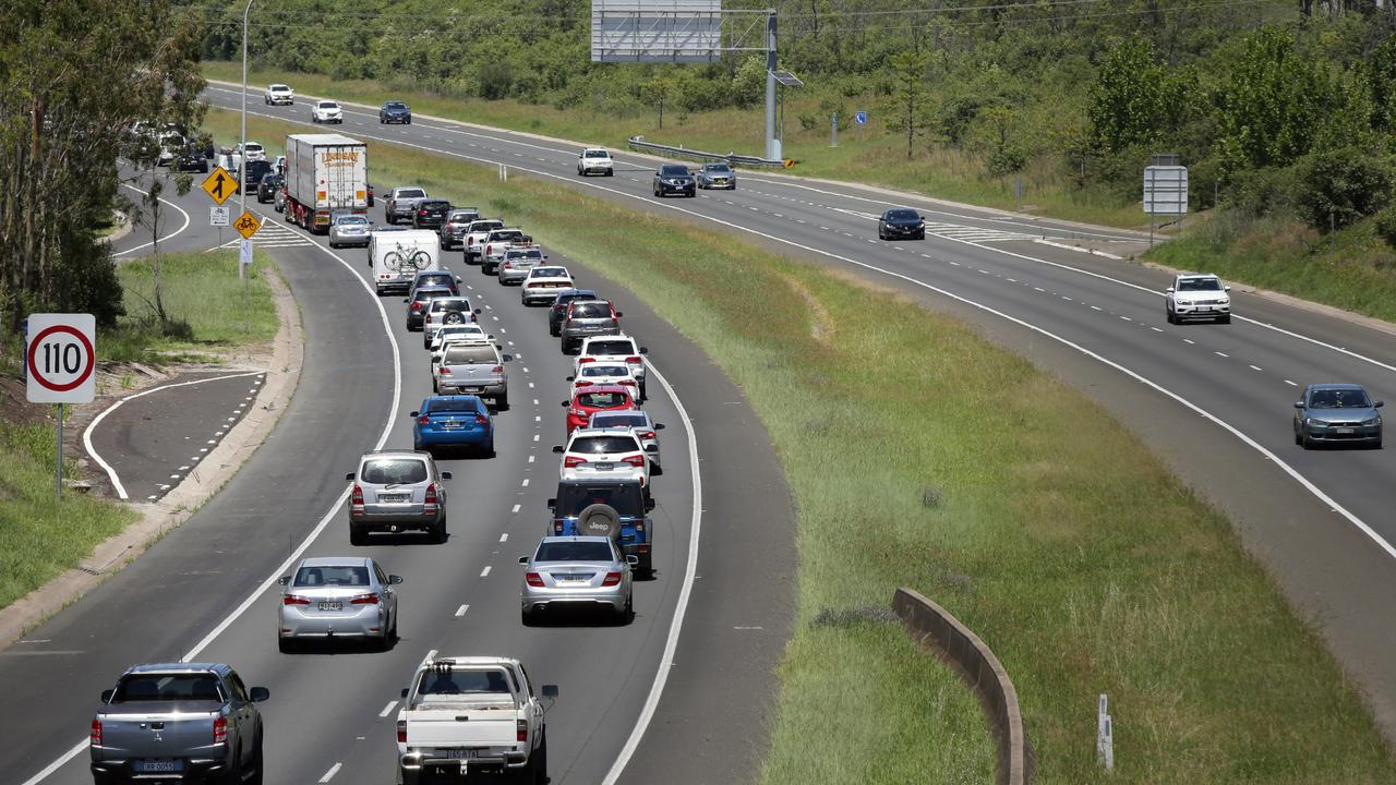 Boxing Day traffic on the Hume Motorway as people head south out of Sydney. Picture: Jonathan Ng