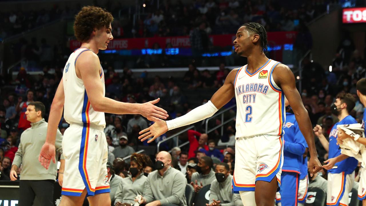 Josh Giddey (left) and Shai Gilgeous-Alexander form a potent combination. Picture: Zach Beeker/NBAE via Getty Images