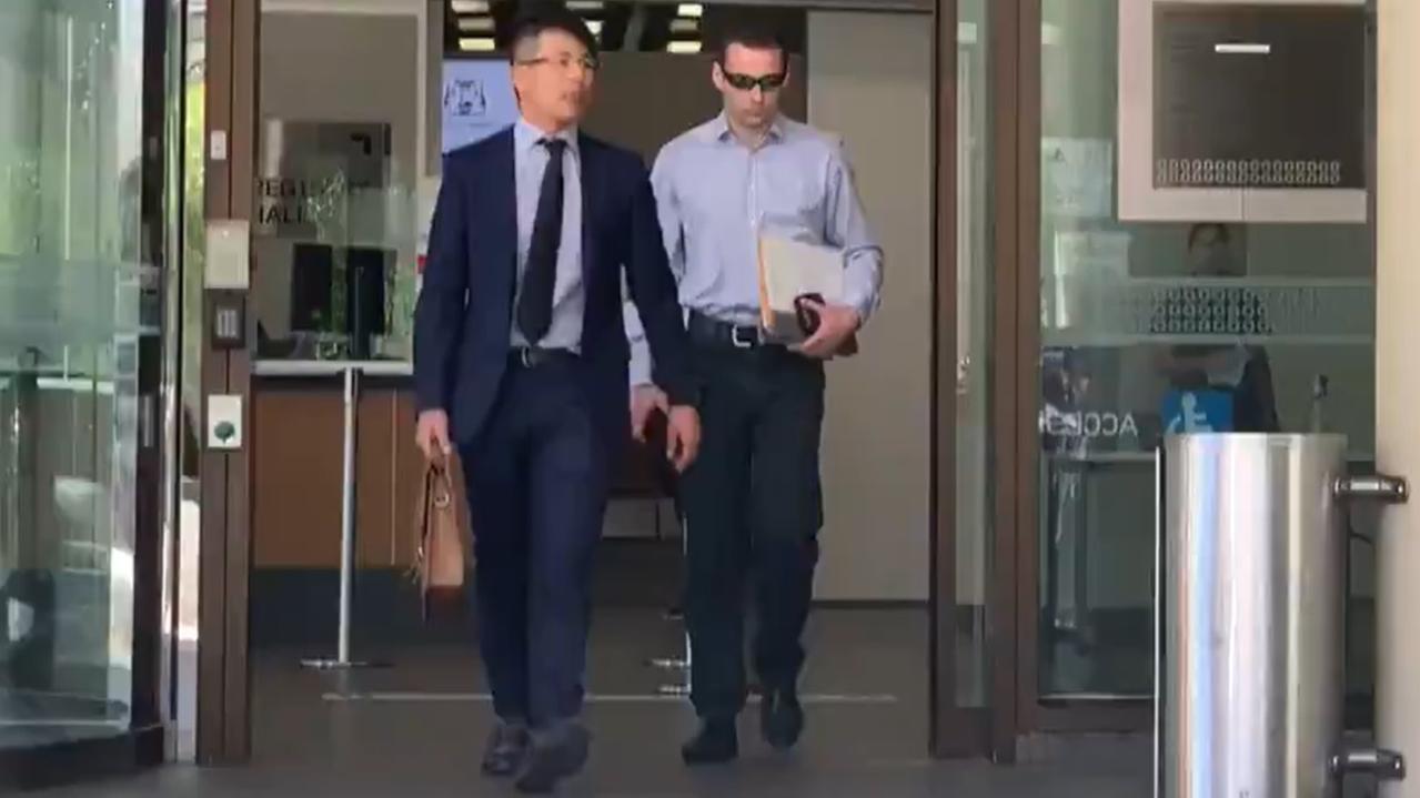 Samuel John Baxter (right) leaves Perth Magistrates Court on Thursday. Picture: 10 News